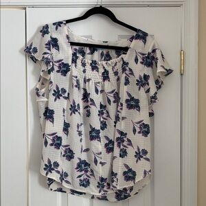 Draper James Blue and Purple Floral Blouse